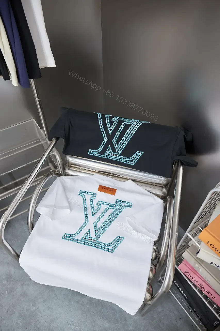View 7 of Crystal-Trim Logo Cotton Tee - Luxe Streetwear Top