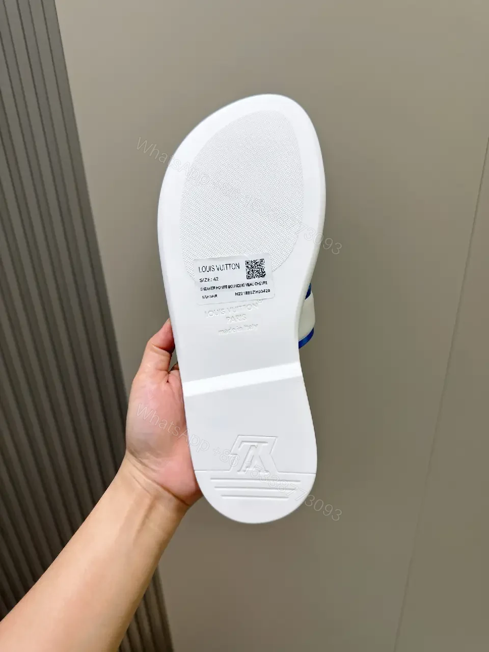 View 5 of Lux White Cushioned Slide with Bold V-Strike Edge