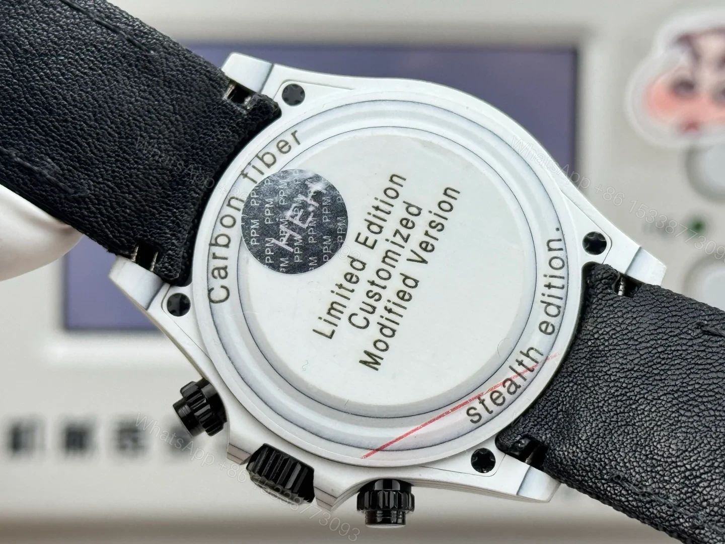 View 8 of Rolex Daytona Carbon Fiber Replica 40MM Premium Black Fabric Strap Custom Edition RG-ROLEX-DAYTONA-BLACK-FIBER