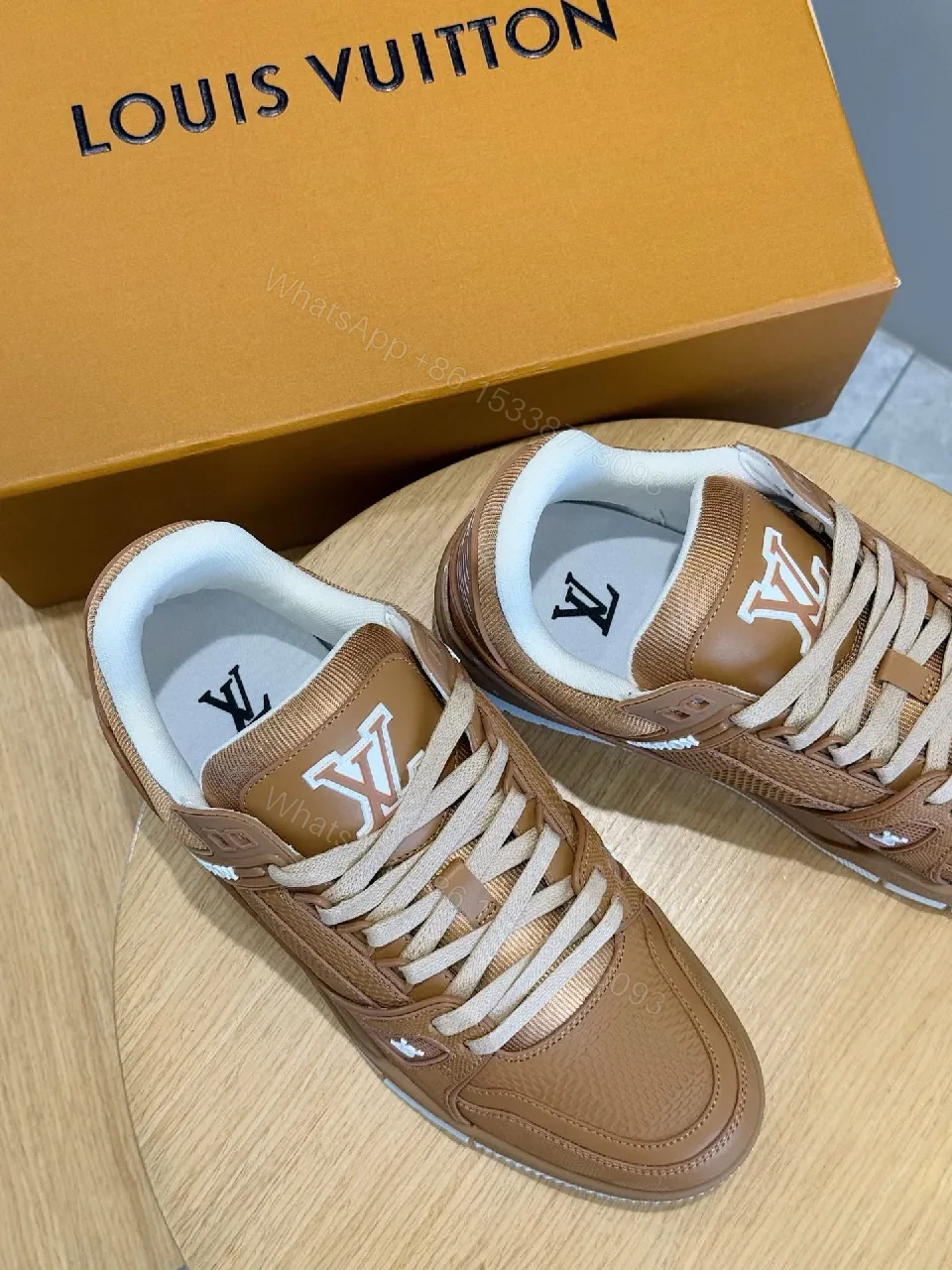 View 9 of Brown Textured Leather Sneakers - Luxe Casual Comfort