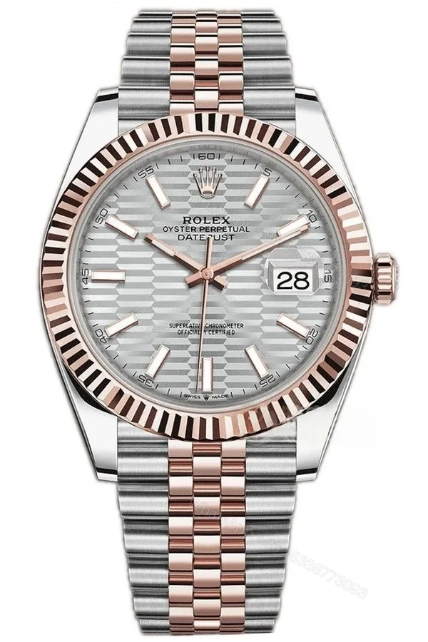 Rolex Datejust M126331-0018 1:1 Replica Water Ripple Rose Gold Silver Dial Jubilee 41MM 3235 Movement Super Clone Watch — view 1