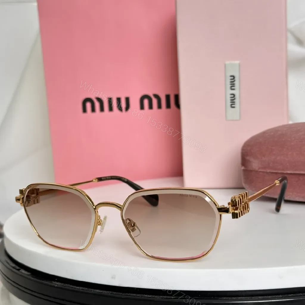 View 7 of Gold-Tone Hex Sunglasses with Cushioned Nose Pads