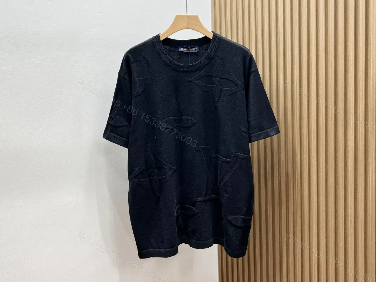 View 4 of White Embroidered Cotton T-Shirt Luxury Style with LV Monogram Key Feature T-Shirt