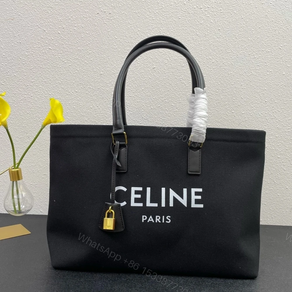View 2 of CELINE HORIZONTAL CABAS TOTE CANVAS BLACK 33CM