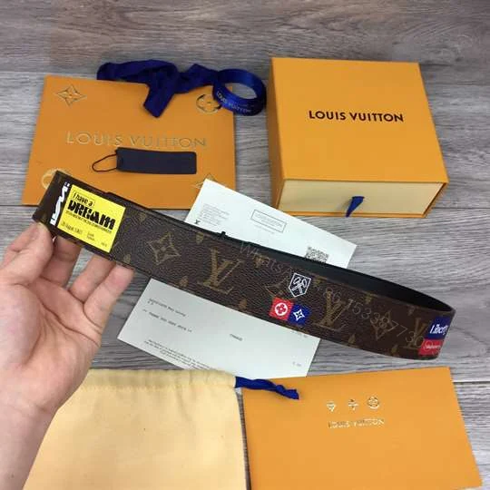 View 4 of LOUIS VUITTON LV INITIALES BELT MONOGRAM LOGO STORY 40MM BROWN – B129