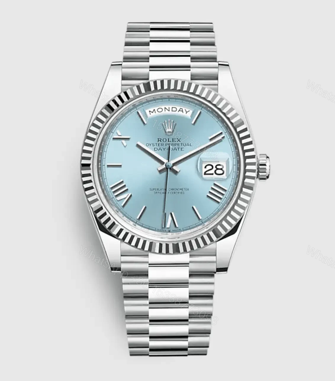 View 2 of Rolex Day Date White Gold Turquoise Dial Replica Clone Model 2022