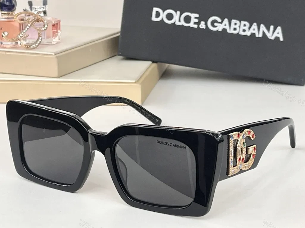 Bold Black Square Sunglasses â€“ Crystal DG Emblem â€“ Luxury Statement — view 1