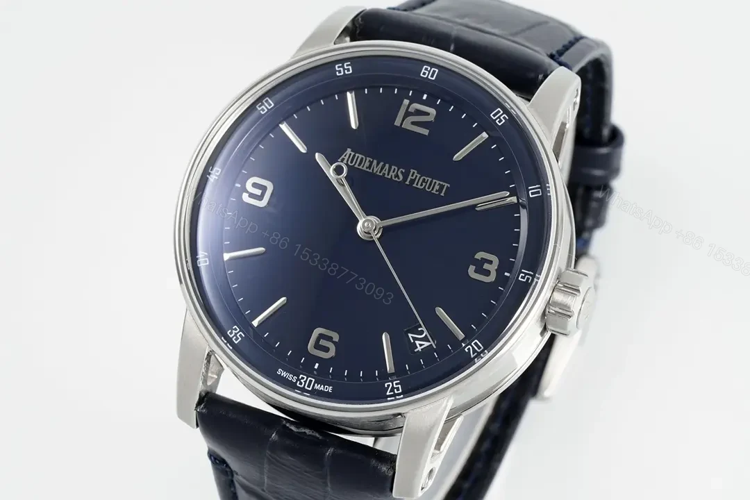 View 3 of APS Factory Audemars Piguet CODE 11.59 Blue Dial Three-Hand Automatic Watch with Leather Strap