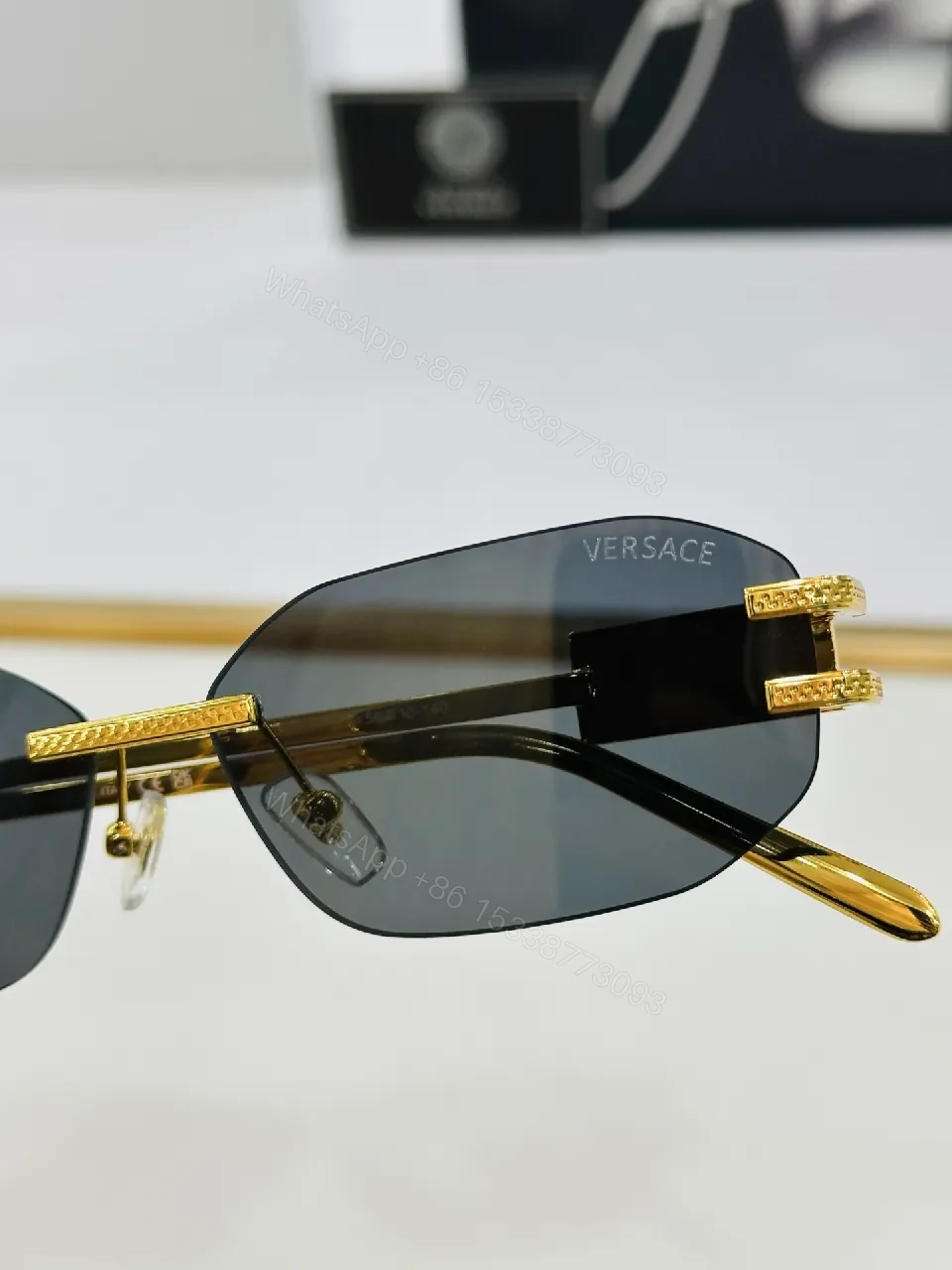 View 6 of Rimless Sunglasses: Black Matte, Luxury Minimalist Design
