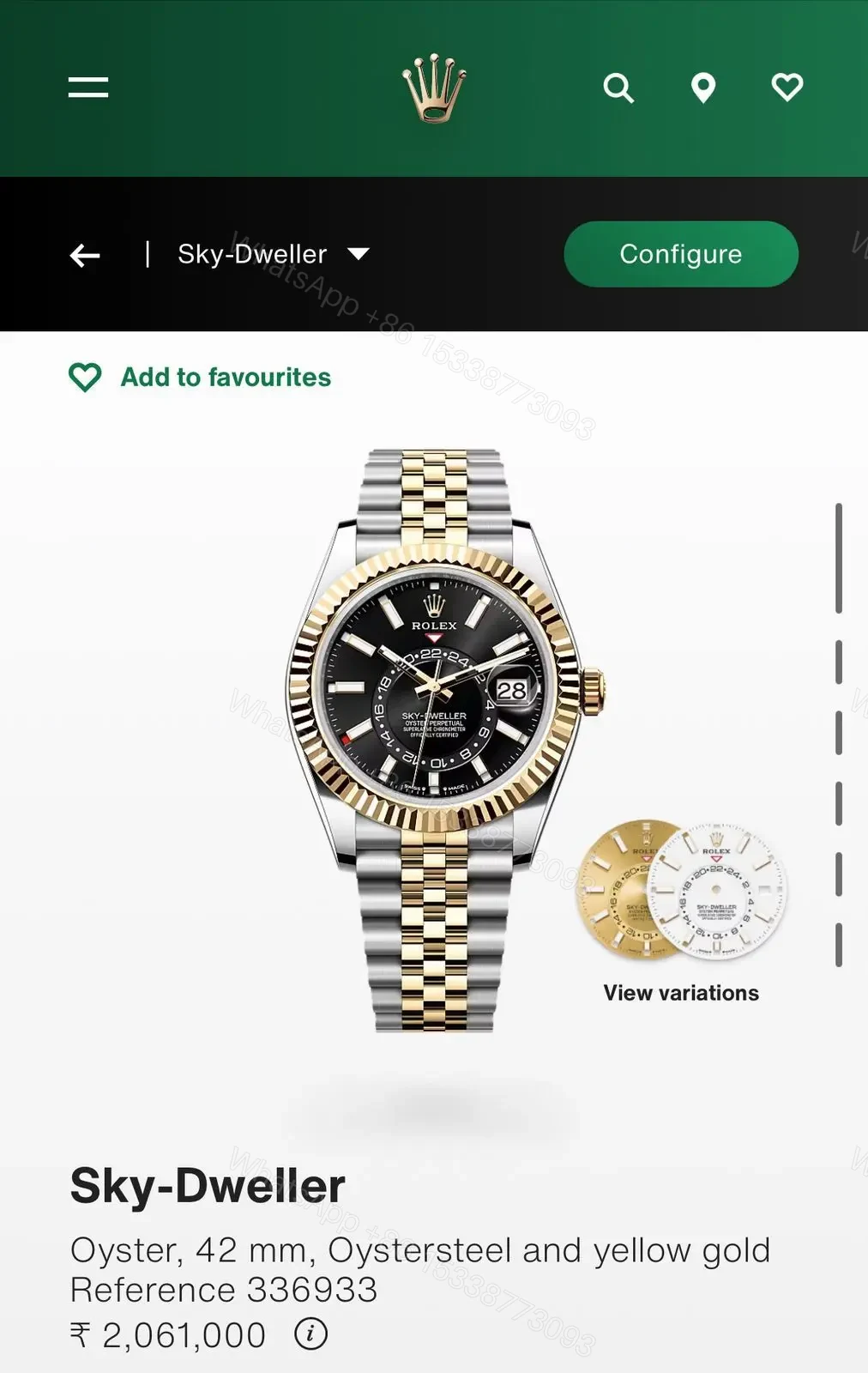 View 3 of Rolex Sky-Dweller Black Dial
