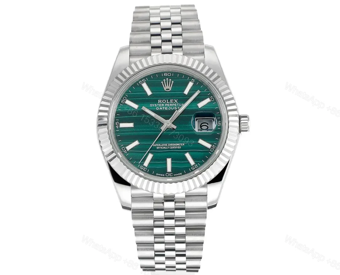 Clean Factory – Rolex Custom Datejust 41 Green Malachite – Rolex Custom Datejust 41 Green Dial – Rolex Custom Datejust 41 Malachite Dial — view 1