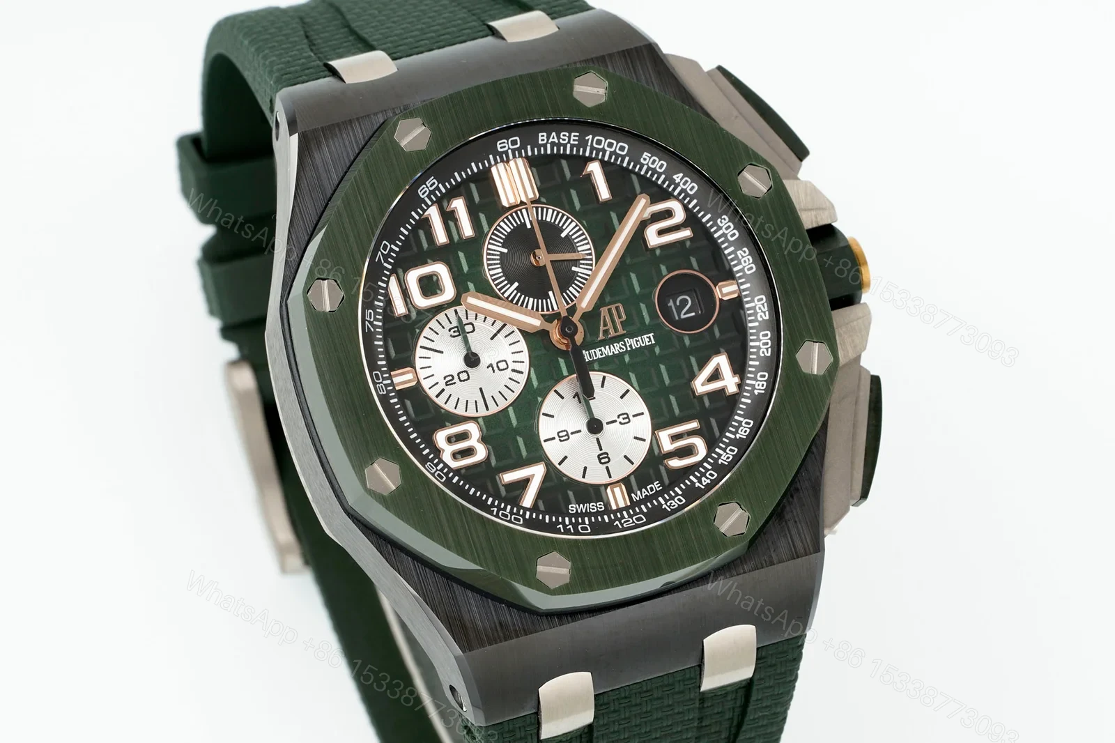 View 2 of Audemars Piguet Royal Oak Offshore Green Replica 44MM Premium Ceramic Rubber Strap Chronograph Edition RG-AP-ROO-GRN-CER-RUB-44