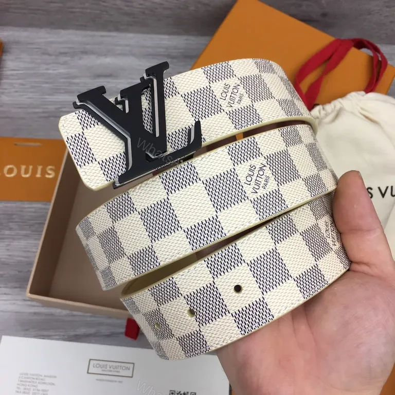 View 8 of Damier Signature Belt: LV-Inspired Bold Buckle Accessory