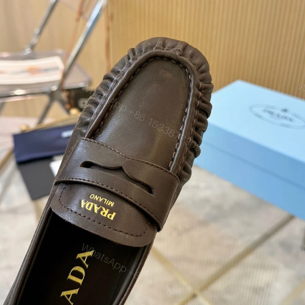 View 10 of Prada Leather Loafers Dark Brown
