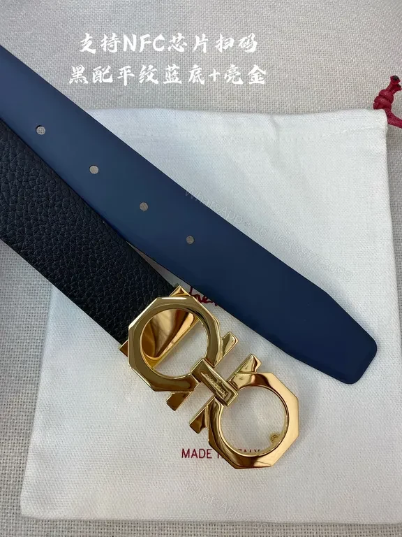 View 6 of Bold Calfskin Belt: Gold Gancini Buckle Luxury Accessory