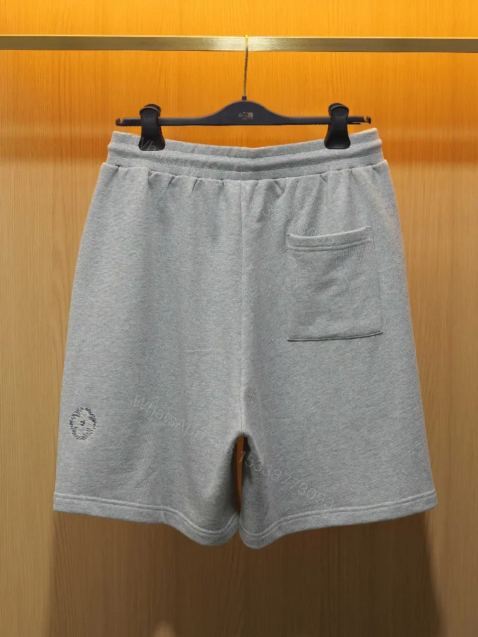 View 7 of Grey Cotton Shorts Louis Vuitton Motifs Casual Embroidered Logo Sweatshorts