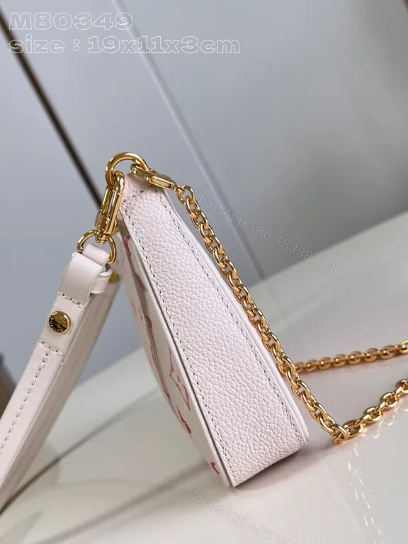 View 3 of Pastel LV-Inspired Leather-Textured Handbag