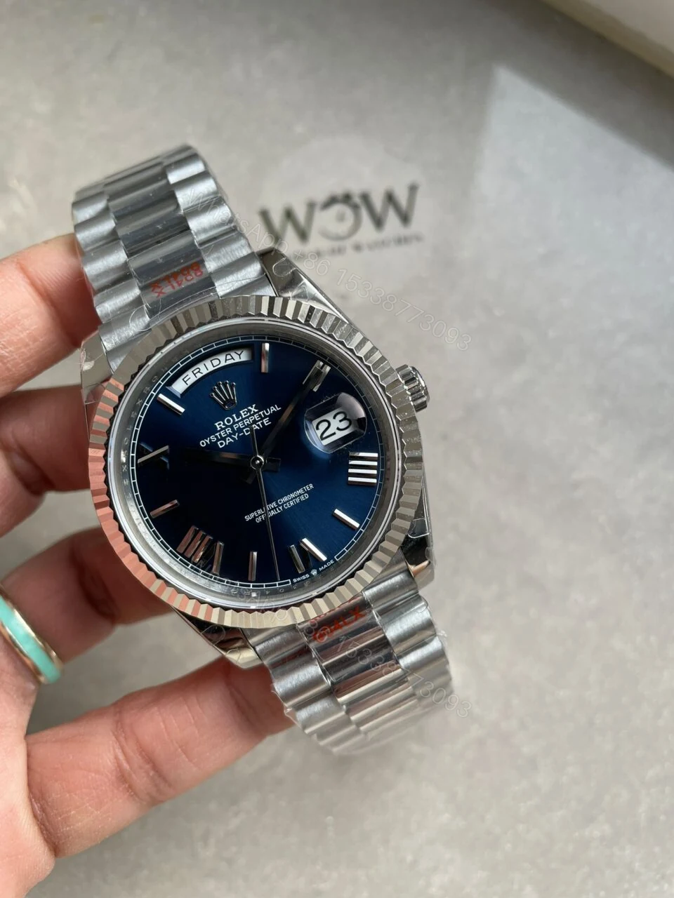 View 3 of GMF Factory 1:1 Rolex DayDate 40mm 228239 Gain Weight SS/tungsten Blue Dial Roman Markers A3255