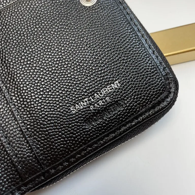 View 4 of Quilted Luxe Wallet with YSL Emblem - Compact Elegance