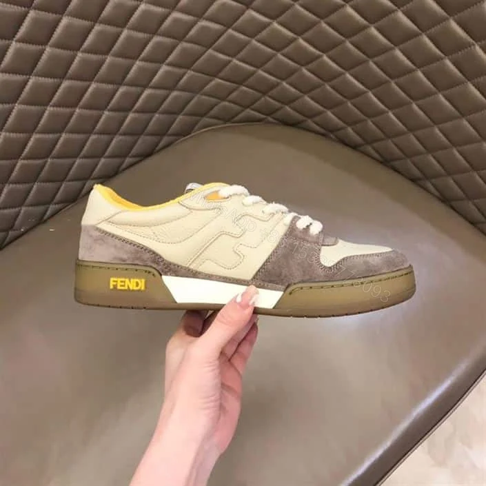 View 2 of Fendi Match Beige Suede Low-Top Sneakers – FD32