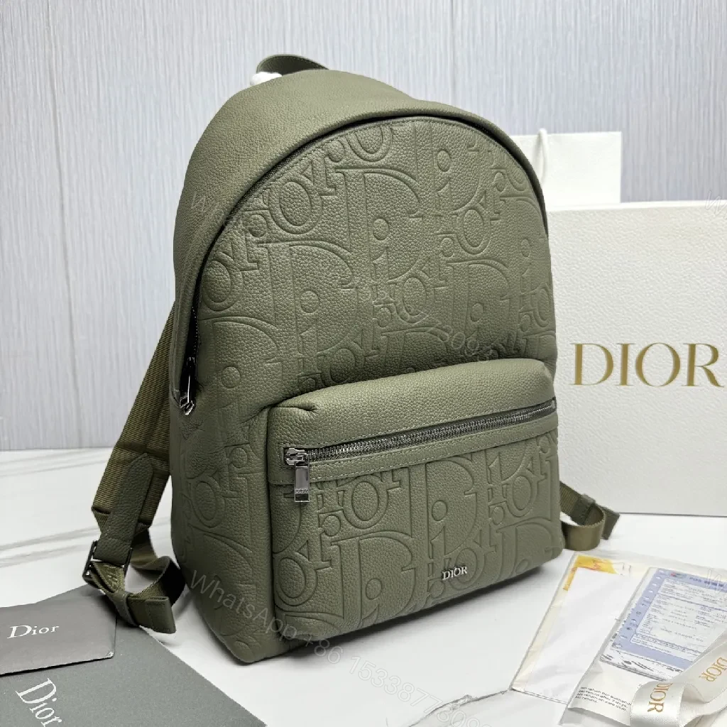 View 4 of Olive Embossed Backpack Modern Texture Everyday Versatility