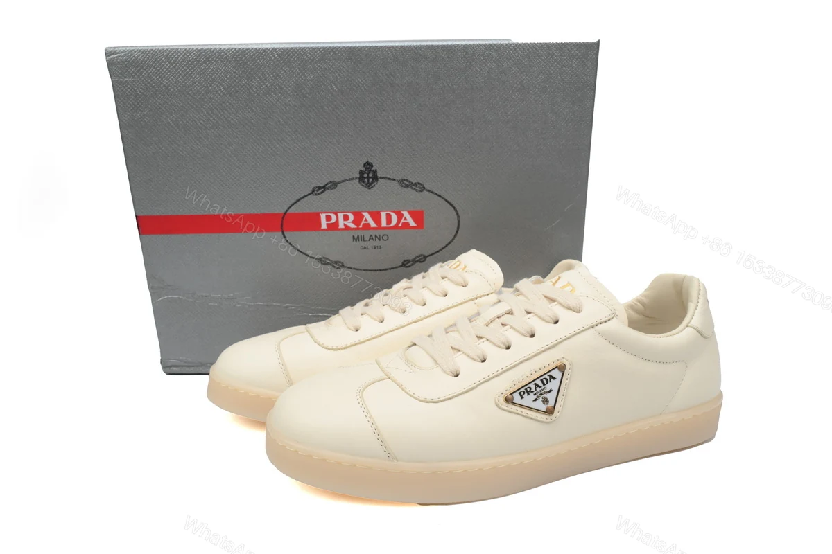 Prada Downtown Low Sneakers Rice White — view 2