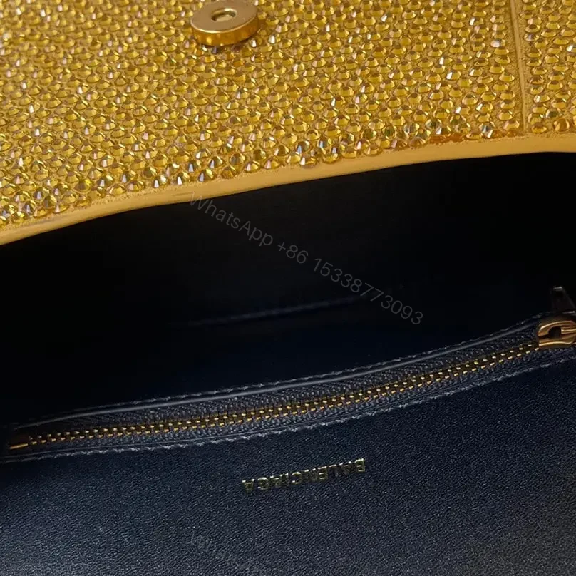 View 16 of 高仿Balenciaga*Hourglass系列沙漏包滿鑽金色S