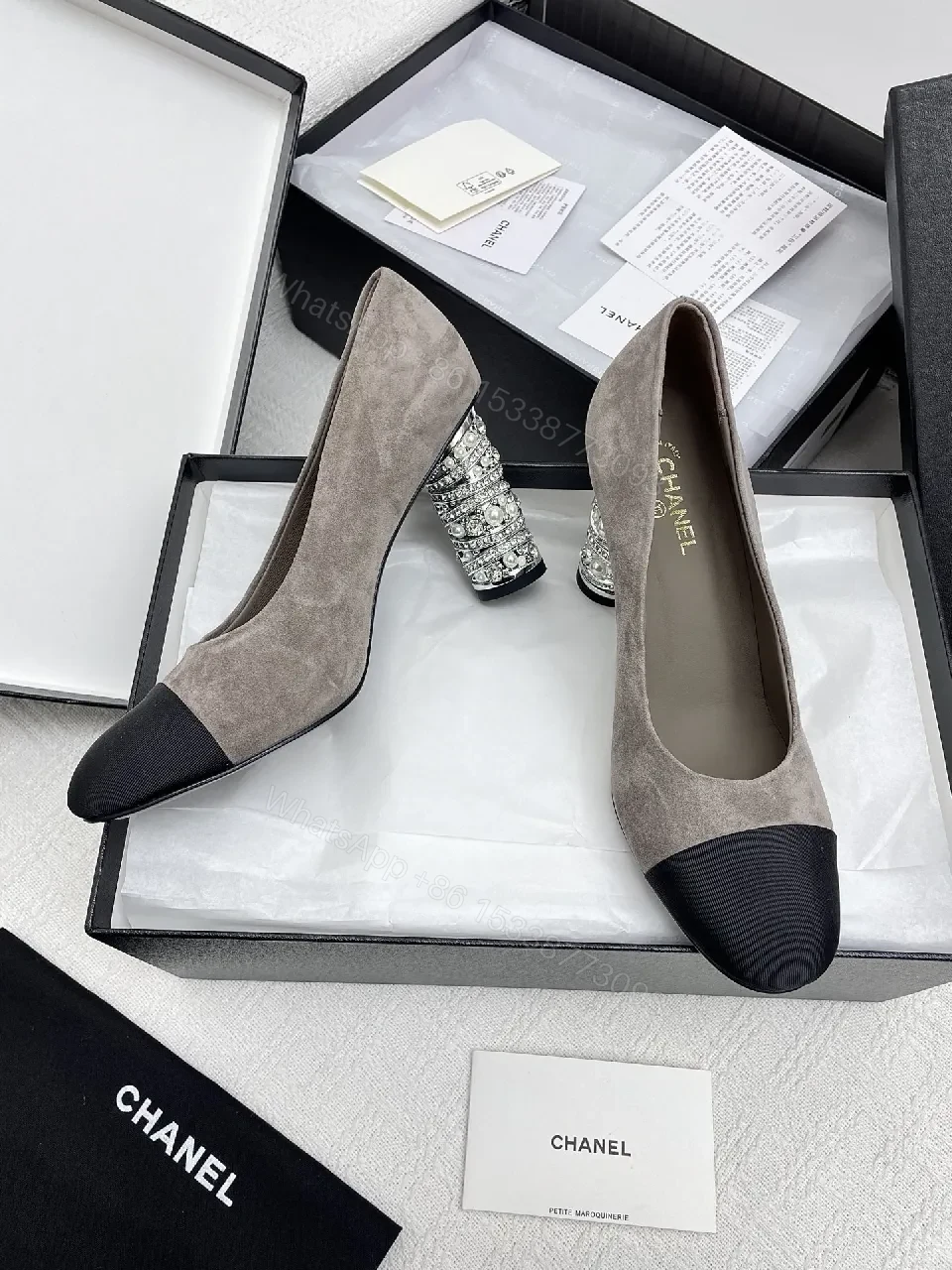 View 9 of Suede Pumps with Embellished Heel – Subtle Texture, Bold Statement