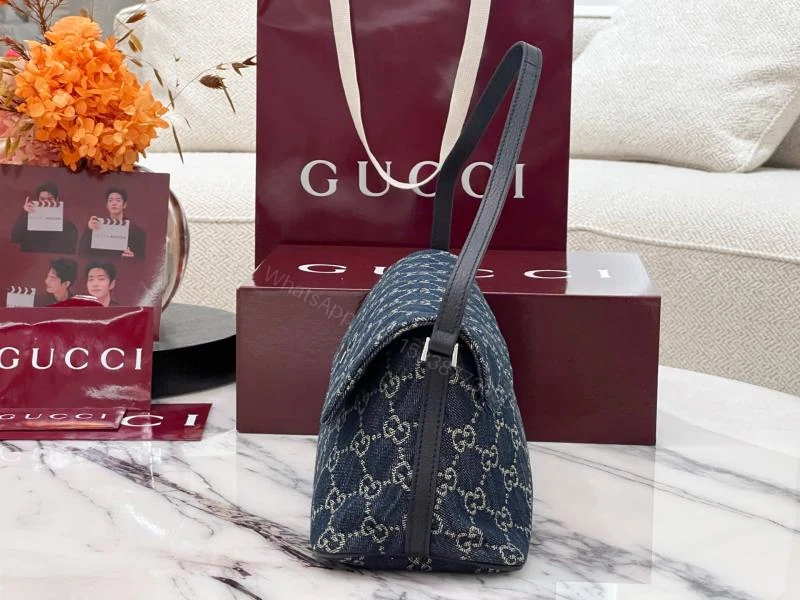 View 4 of Gucci古驰深蓝牛仔肩挎包_高仿a货厂家-奢品库