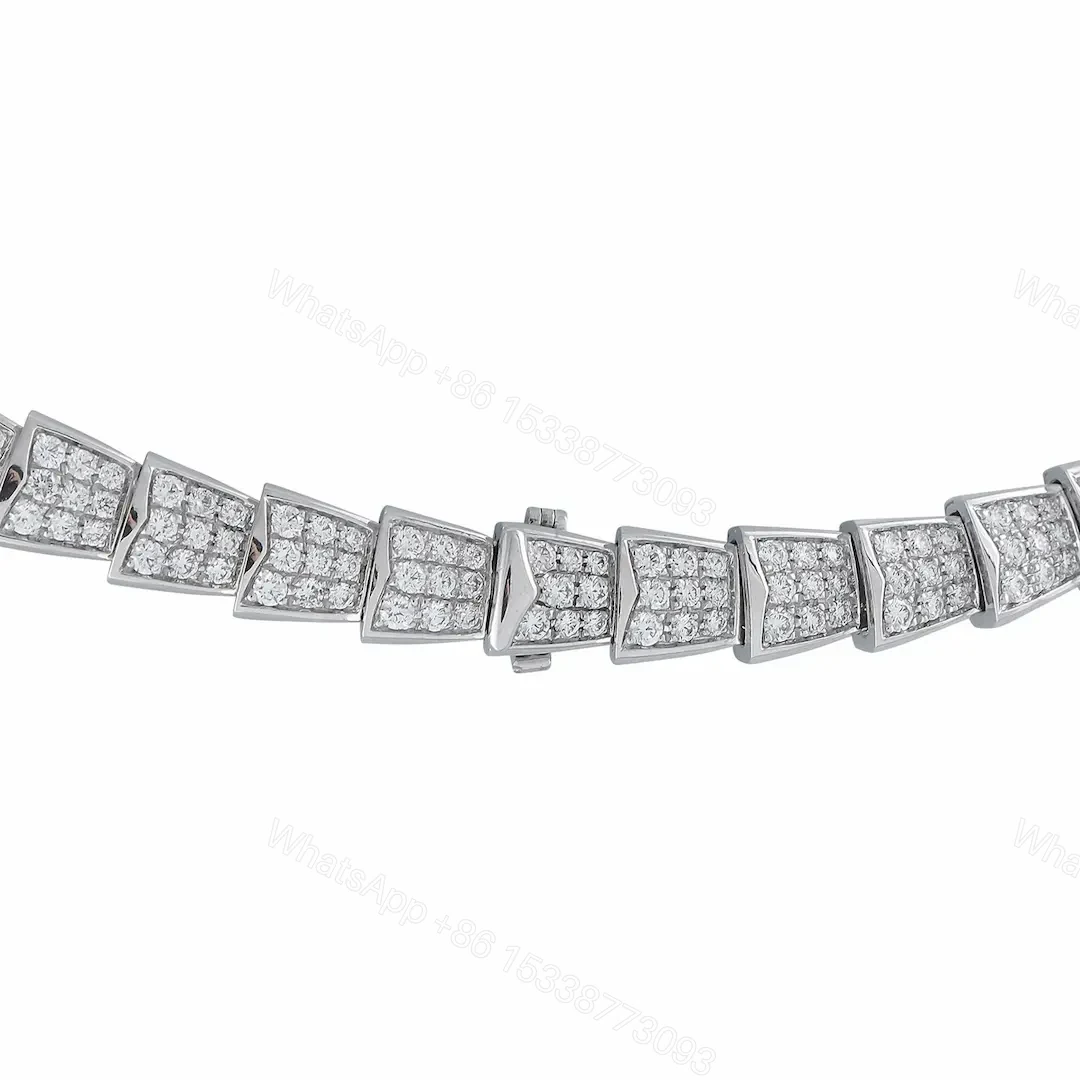 View 3 of 18k White Gold Bulgari Serpenti Full Pave Diamonds Necklace