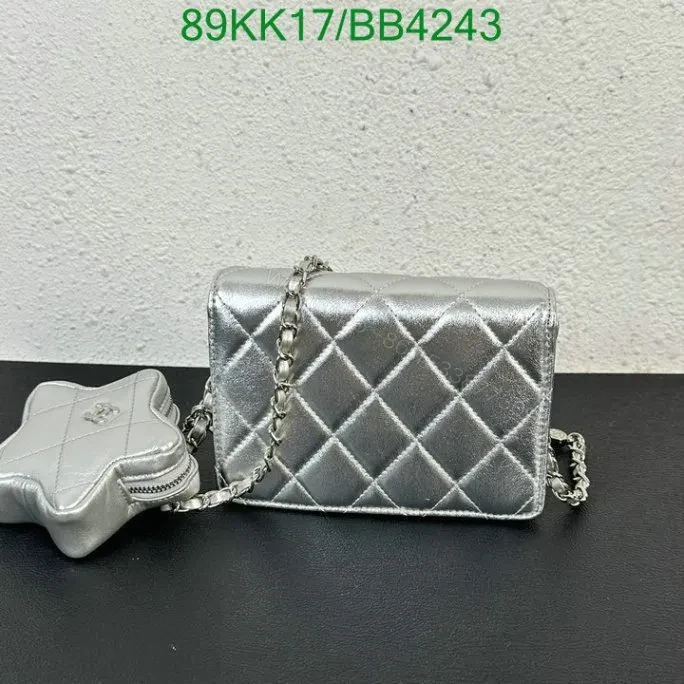 View 5 of Chanel Grey Star Coin Purse Flap Bag JH647 – Flawless Stitching Details