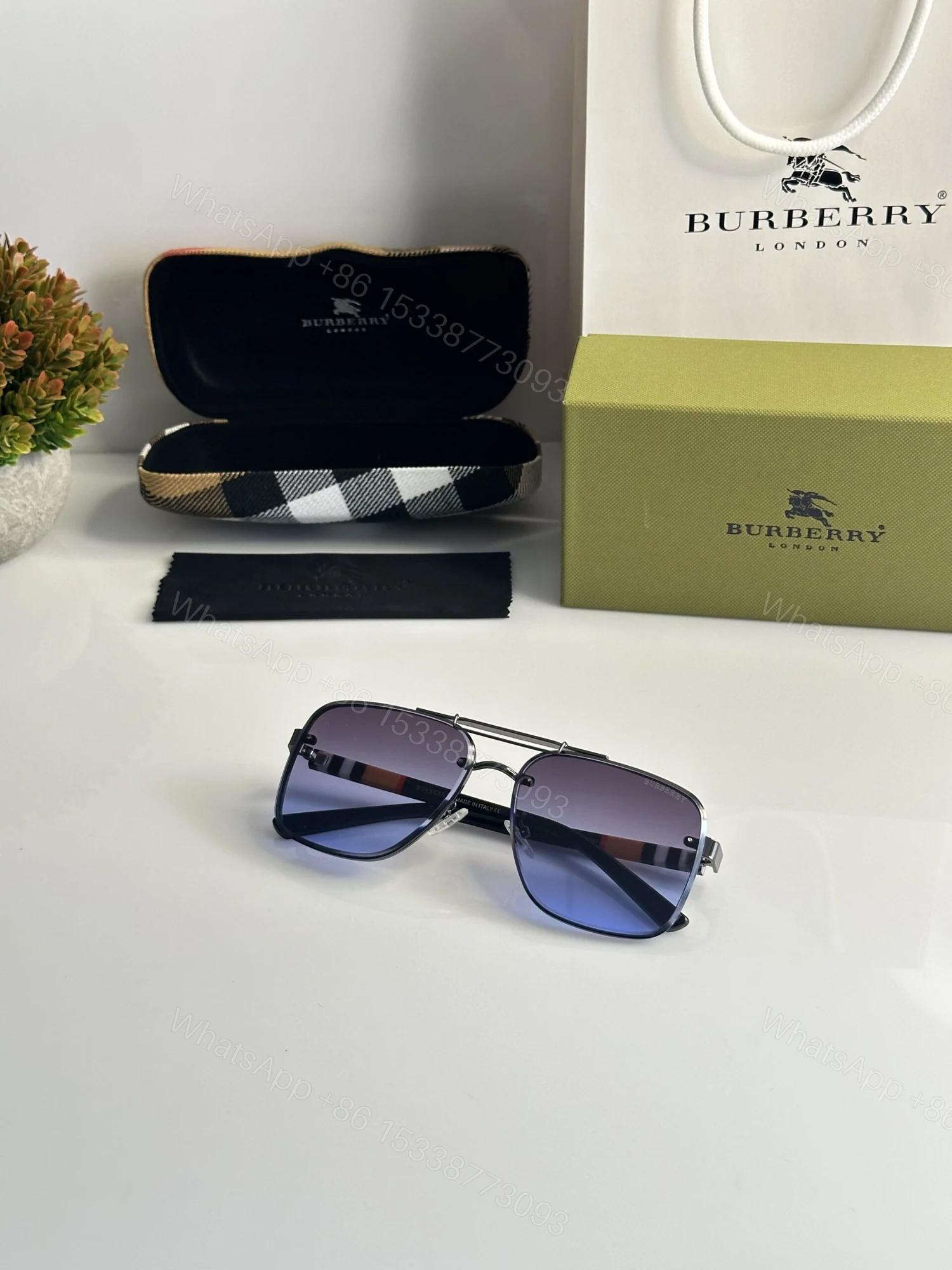 View 4 of First Copy Burberry 493 Black Blue Sunglasses