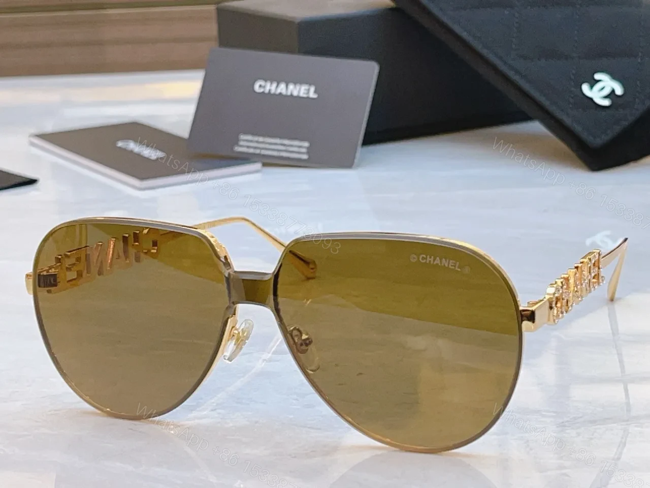 View 7 of Gem-Trimmed Aviators in Violet Luxe: Gold Frame, UV400