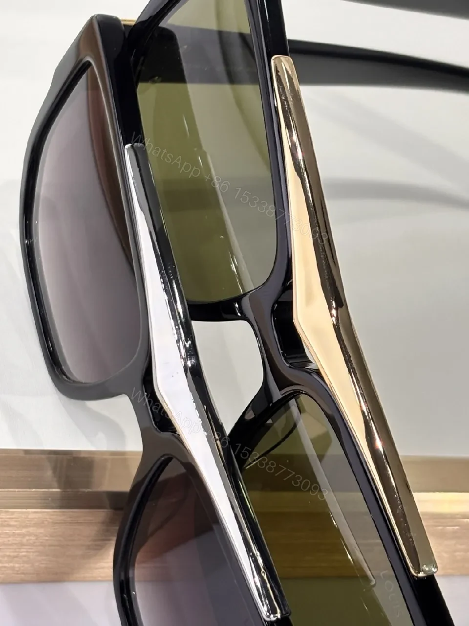 View 3 of Tortoise Acetate Sunglasses: Oversized Square, LV Hardware, UV400