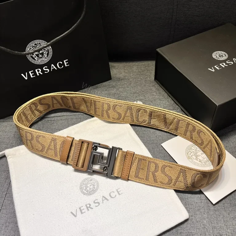 Textured Logo Tape Belt: Premium Camel Strap with Modern Buckle — view 1