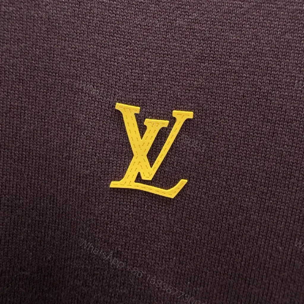 View 3 of Burgundy Cotton Tee: Minimal Luxury, LV Crest Shirt