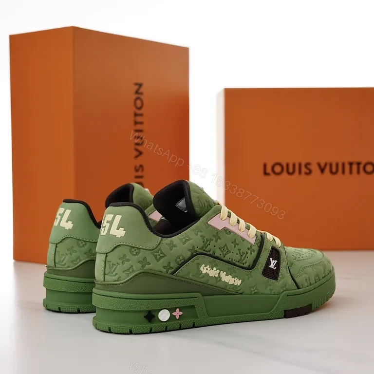 View 5 of Green Leather LV-Detail Sneaker: All-Day Comfort