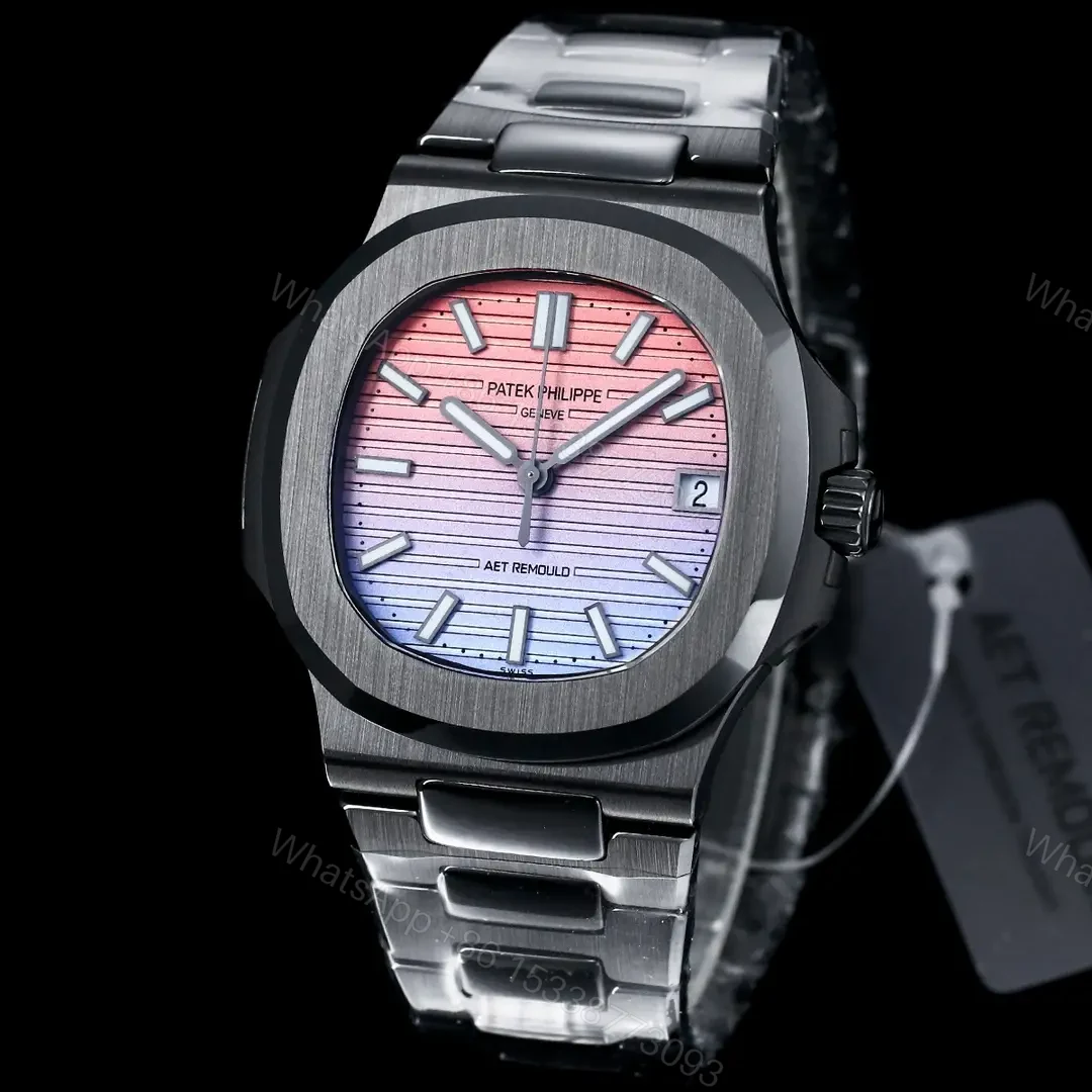 View 2 of Patek Philippe Gradient Black Nautilus Ceramic Bracelet Pink Blue Dial 40mm PP-NAU-GRAD-PBL-CER40