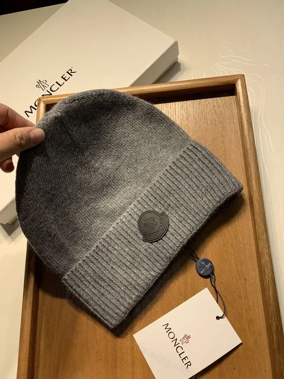 View 8 of Gray Moncler Beanie - Knit Warmth, Subtle Luxury Brand