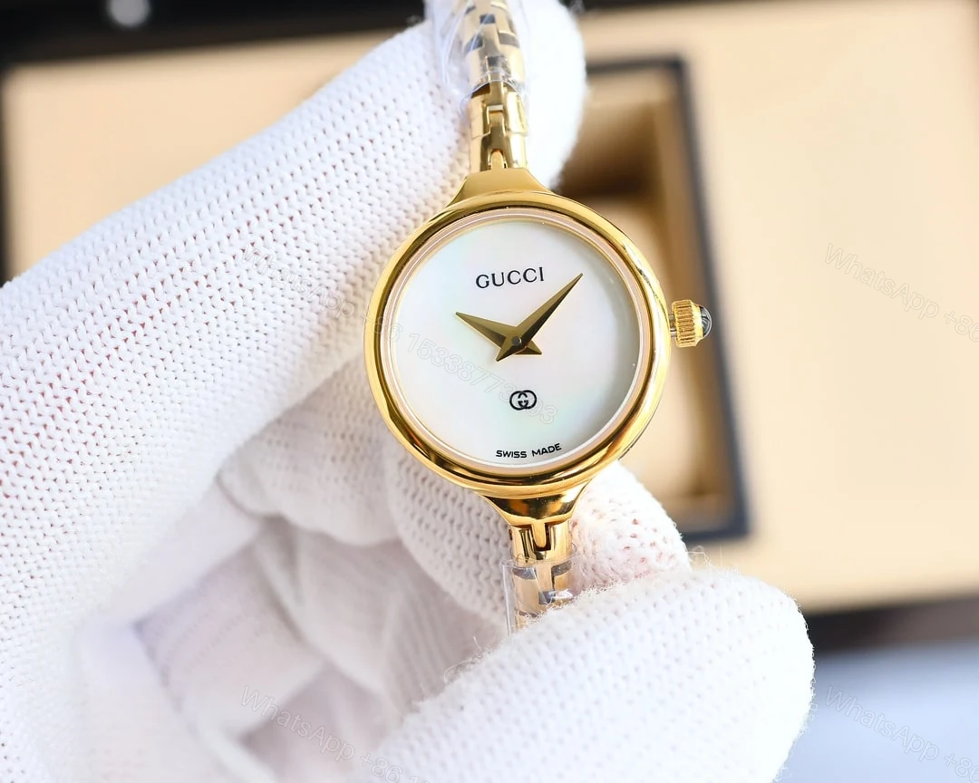 View 2 of Gucci Ladies Watch Round Case With Slim Dial Gold In White 22Mm