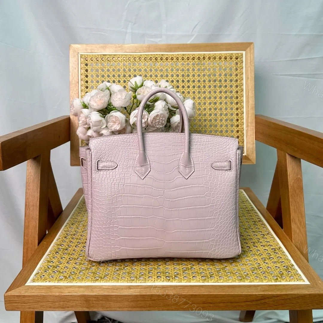 View 2 of Hermes Birkin 25cm Sakura Pink Crocodile Leather Gold Hardware