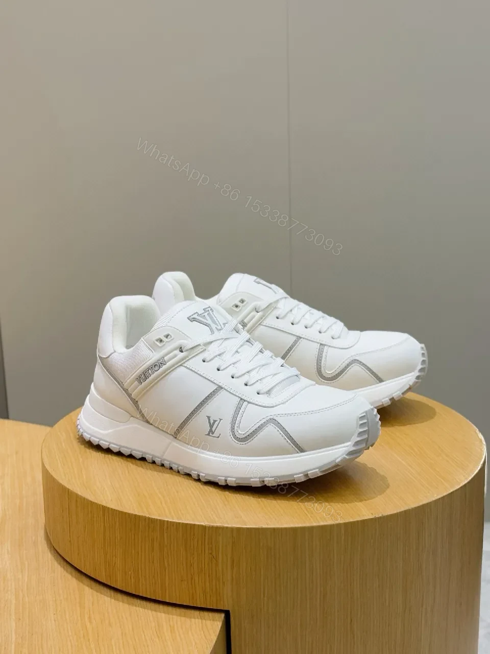 White Leather Luxury Trainers with Structured Comfort — view 1
