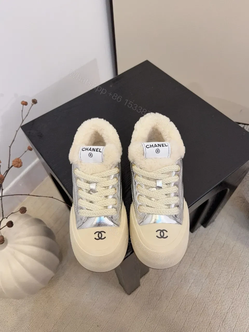 View 9 of Metallic Leather High-Top + Shearling + Luxury Streetwear + Cozy Warmth + Sneakers