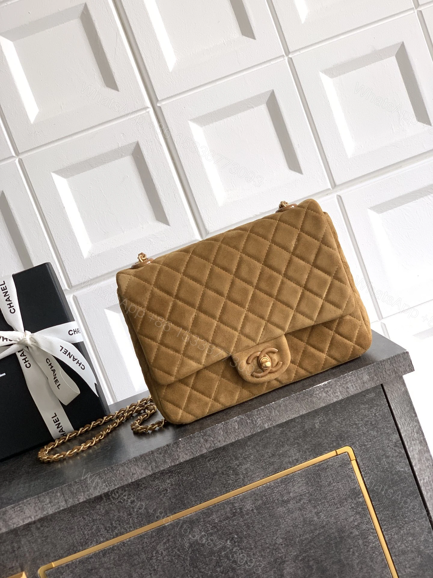 CHANEL 高仿 2.55 焦糖棕絨面菱格鏈條包 復古奢華氣質女包 — view 1