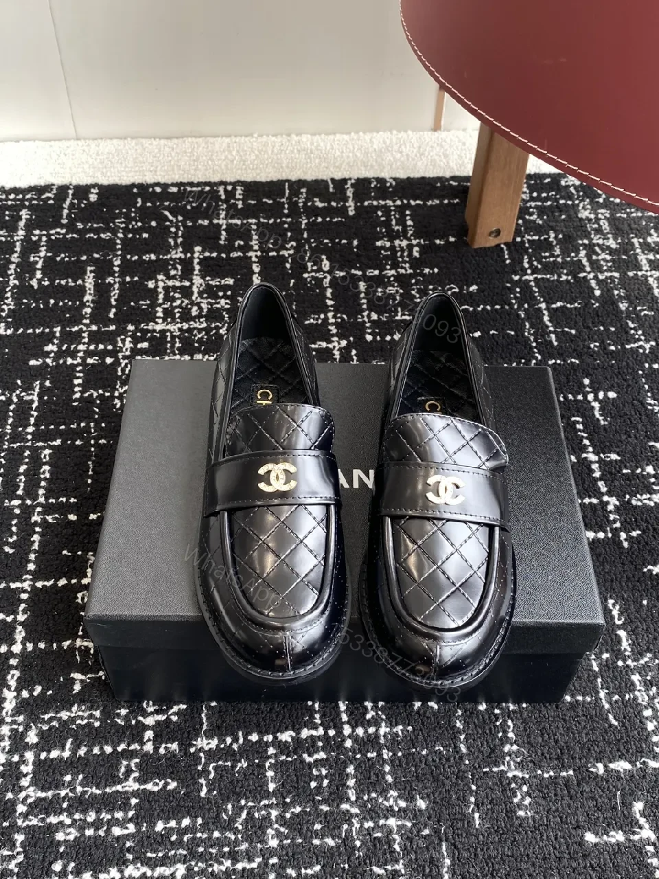 View 6 of Quilted Leather Loafers: Black with Gold Hardware, Premium Style