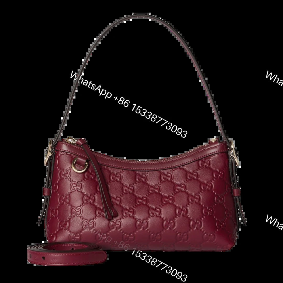 Gucci GG Emblem Small Shoulder Bag – Rosso Ancora Red Leather — view 1