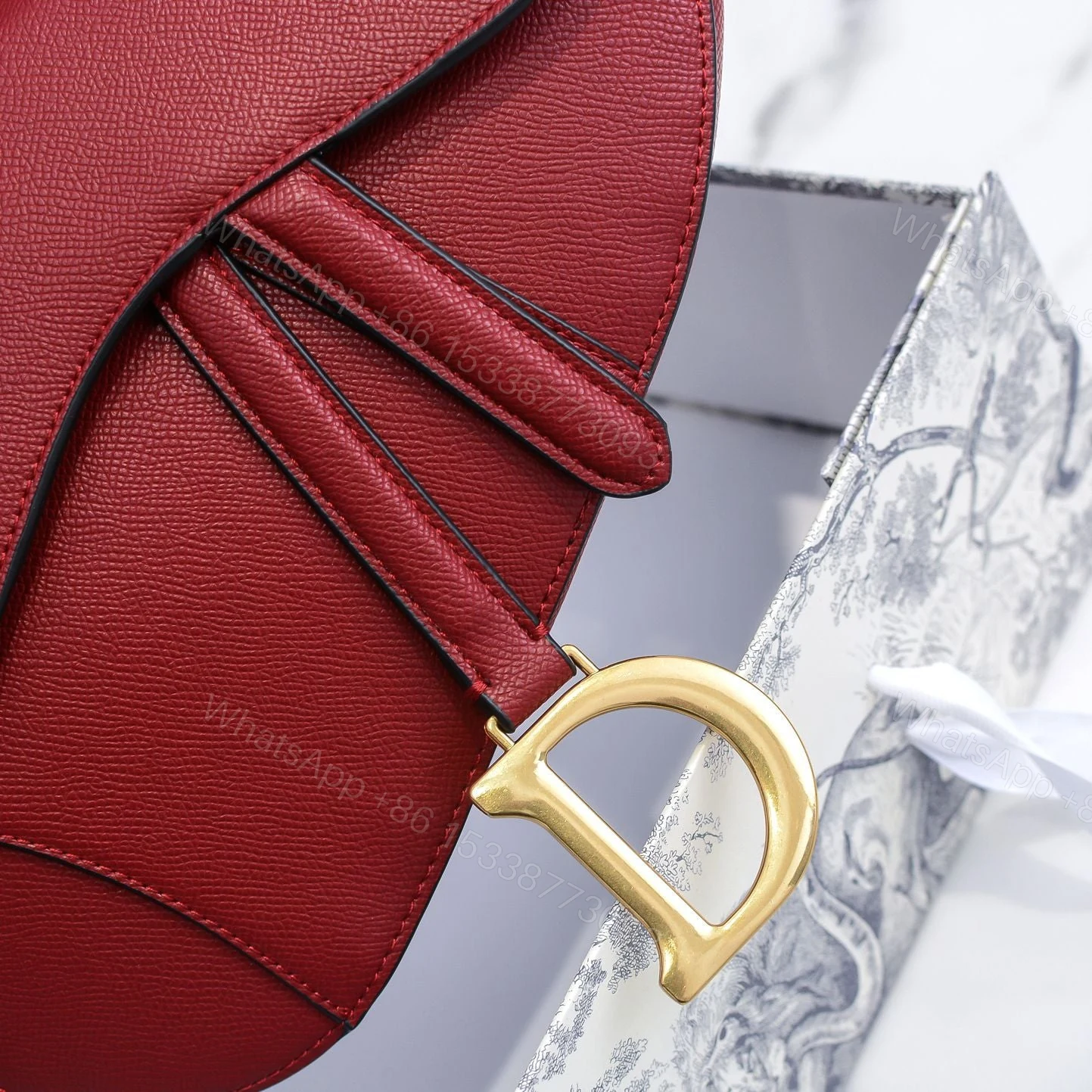 View 7 of Saddle Bag with Strap Grained Calfskin