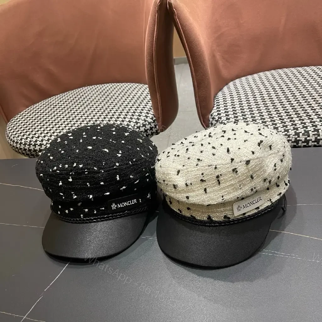 View 5 of Textured Tweed Cap with Leather Peak: Luxe Modern Cap