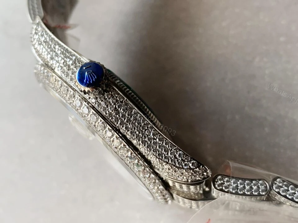 View 5 of Rolex OYSTER PERPETUAL 41mm 904L SS MOISSANITE DIAMONDS BRACELET AND DIAL A2824 iced out