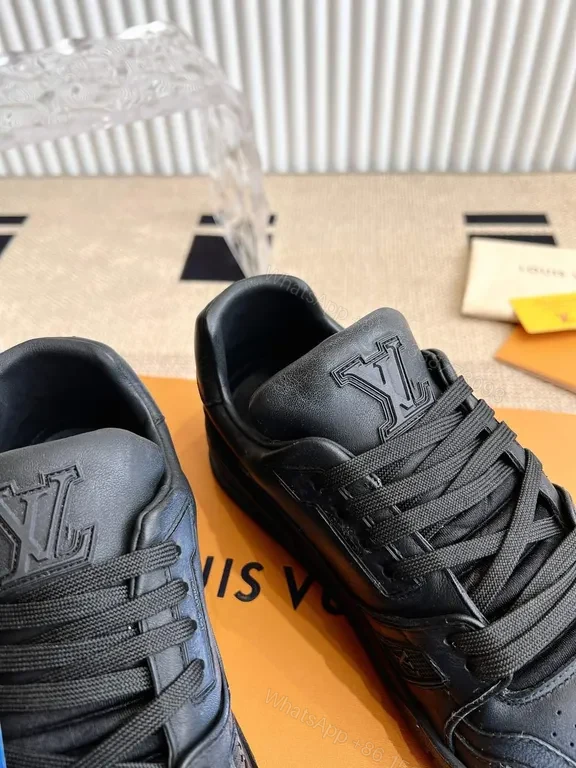 View 3 of Black Leather Minimalist Sneaker â€” LV-Inspired, All-Day Comfort